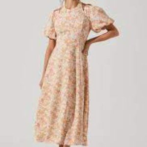 ASRT Puff Sleeve Shoulder Cutout Dress in multicolor